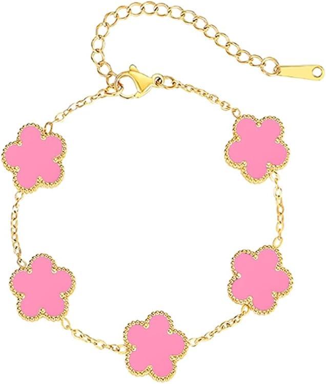 18K Gold-Plated Four Leaf Clover Bracelet for Women,Adjustable lucky Bracelet Set Jewelry Gift-Hypoallergenic Charm for Birthdays, Wellness & Daily Wear