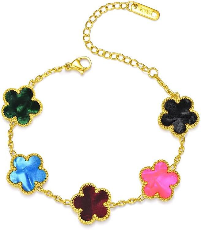 18K Gold-Plated Four Leaf Clover Bracelet for Women,Adjustable lucky Bracelet Set Jewelry Gift-Hypoallergenic Charm for Birthdays, Wellness & Daily Wear