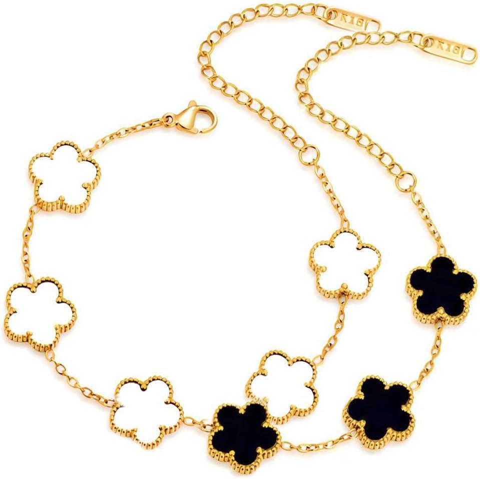 18K Gold-Plated Four Leaf Clover Bracelet for Women,Adjustable lucky Bracelet Set Jewelry Gift-Hypoallergenic Charm for Birthdays, Wellness & Daily Wear