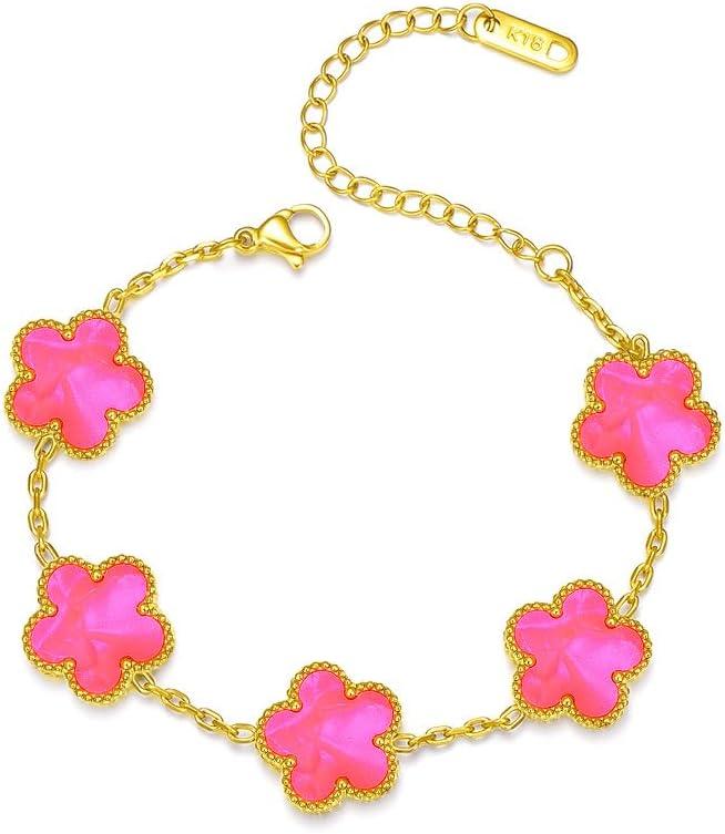 18K Gold-Plated Four Leaf Clover Bracelet for Women,Adjustable lucky Bracelet Set Jewelry Gift-Hypoallergenic Charm for Birthdays, Wellness & Daily Wear