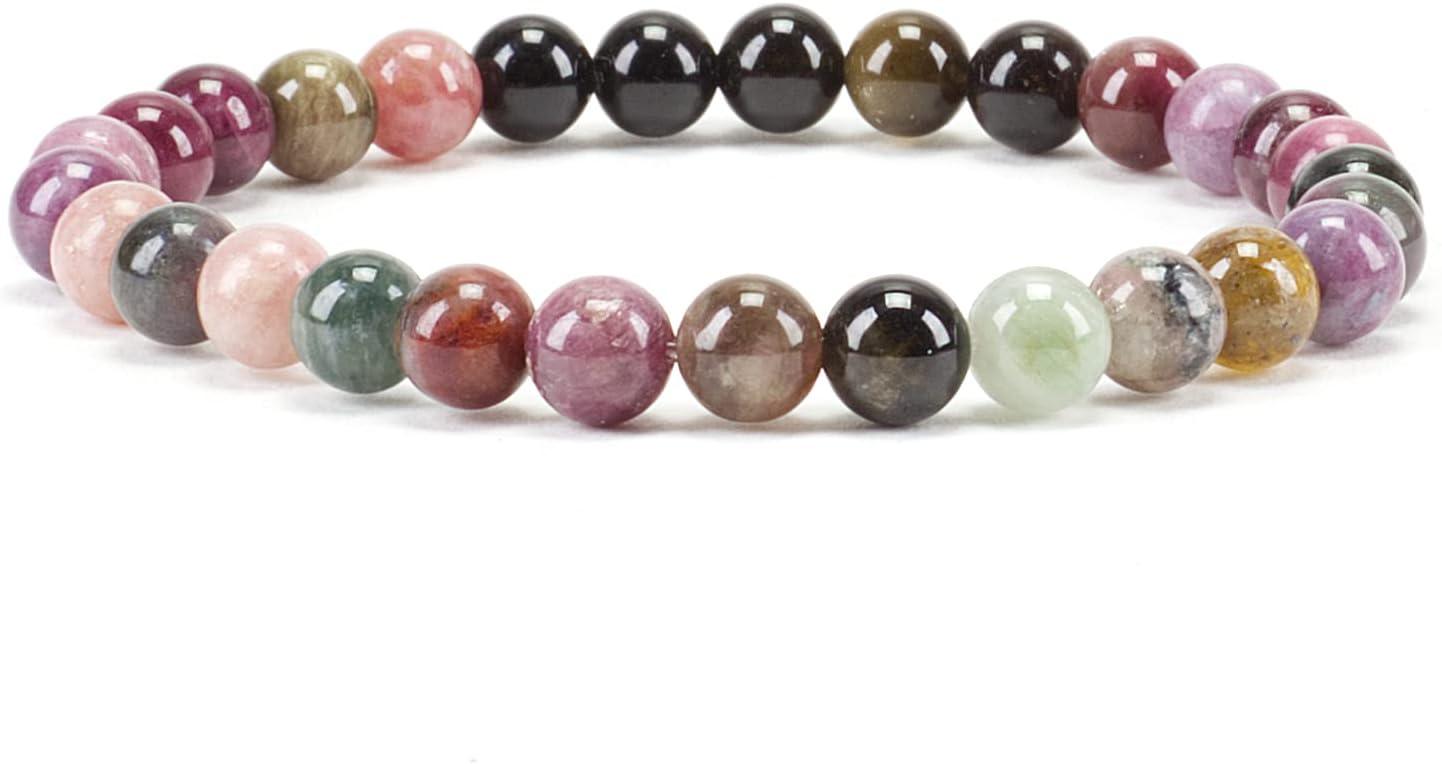 Small, Medium, Large Sizes - Gemstone Beaded Bracelets For Women and Men - 6mm Round Beads