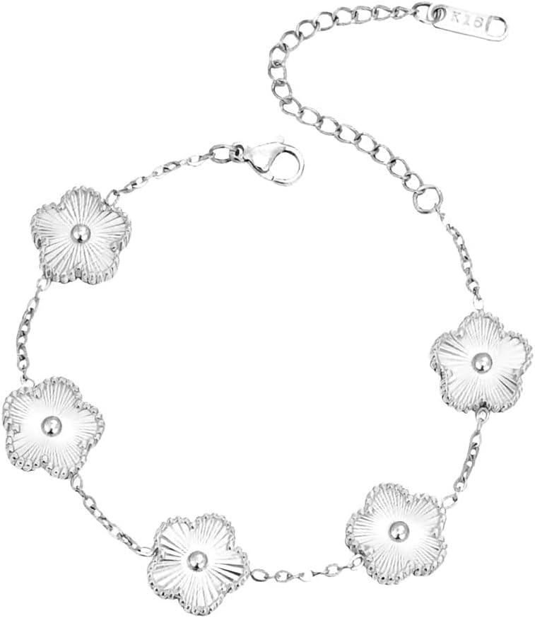 18K Gold-Plated Four Leaf Clover Bracelet for Women,Adjustable lucky Bracelet Set Jewelry Gift-Hypoallergenic Charm for Birthdays, Wellness & Daily Wear
