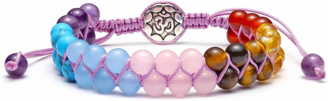 KDTONG Bead Chakra Bracelet 7 Chakras Healing Crystals Bracelet Yoga Stone Beads Bracelets Meditation Relax Anxiety Bangle for Womens Mens