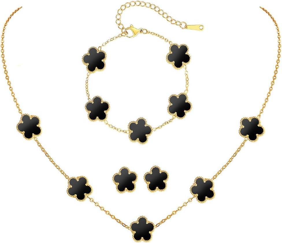 18K Gold-Plated Four Leaf Clover Bracelet for Women,Adjustable lucky Bracelet Set Jewelry Gift-Hypoallergenic Charm for Birthdays, Wellness & Daily Wear