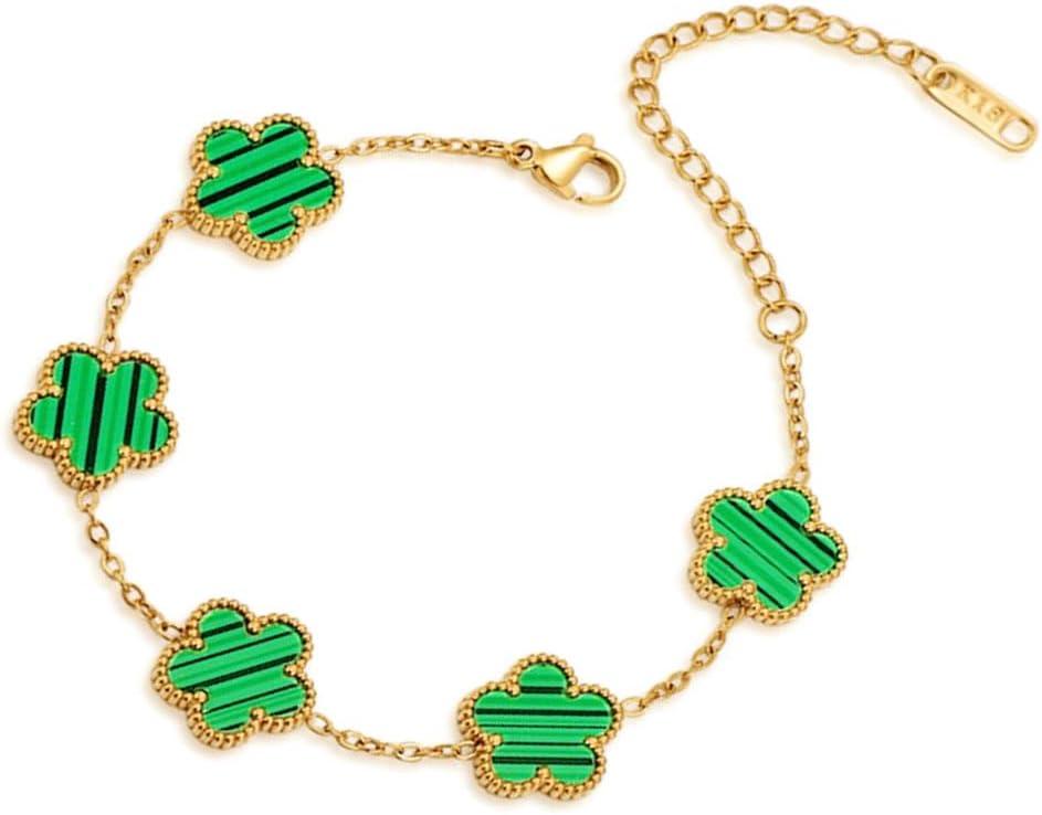 18K Gold-Plated Four Leaf Clover Bracelet for Women,Adjustable lucky Bracelet Set Jewelry Gift-Hypoallergenic Charm for Birthdays, Wellness & Daily Wear