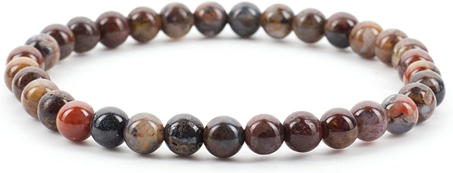 Small, Medium, Large Sizes - Gemstone Beaded Bracelets For Women and Men - 6mm Round Beads