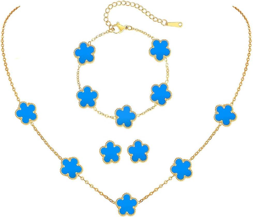 18K Gold-Plated Four Leaf Clover Bracelet for Women,Adjustable lucky Bracelet Set Jewelry Gift-Hypoallergenic Charm for Birthdays, Wellness & Daily Wear