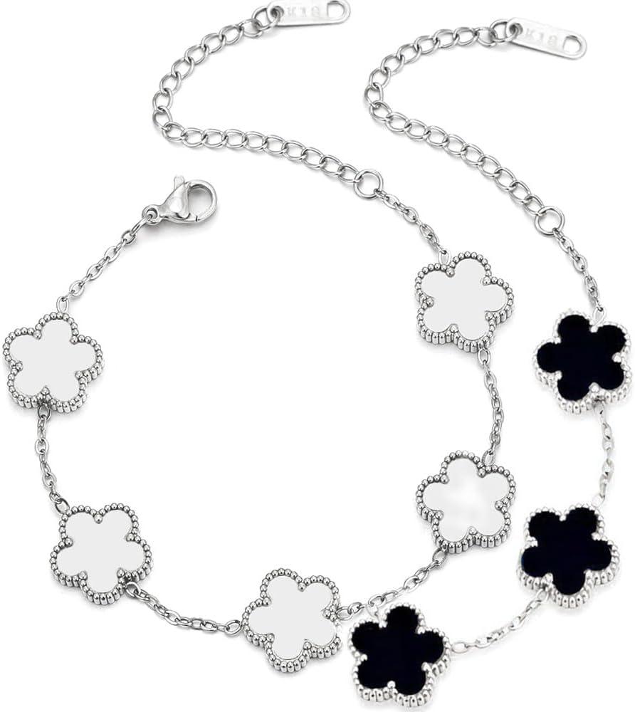 18K Gold-Plated Four Leaf Clover Bracelet for Women,Adjustable lucky Bracelet Set Jewelry Gift-Hypoallergenic Charm for Birthdays, Wellness & Daily Wear