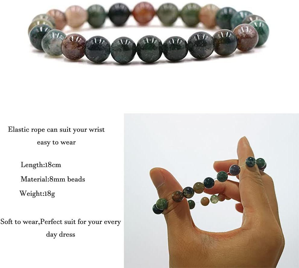 KDTONG 12PCS 8mm Gorgeous Semi-Precious Gemstones Round Beads Energy Power Crystal Reiki Elastic Stretch Bracelet For Women men Gifts