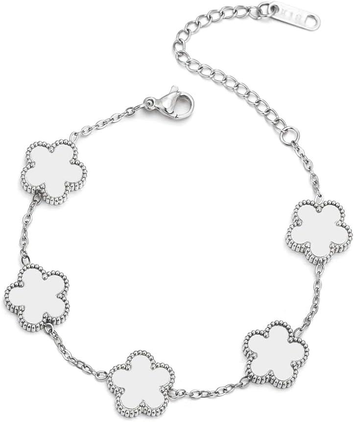 18K Gold-Plated Four Leaf Clover Bracelet for Women,Adjustable lucky Bracelet Set Jewelry Gift-Hypoallergenic Charm for Birthdays, Wellness & Daily Wear
