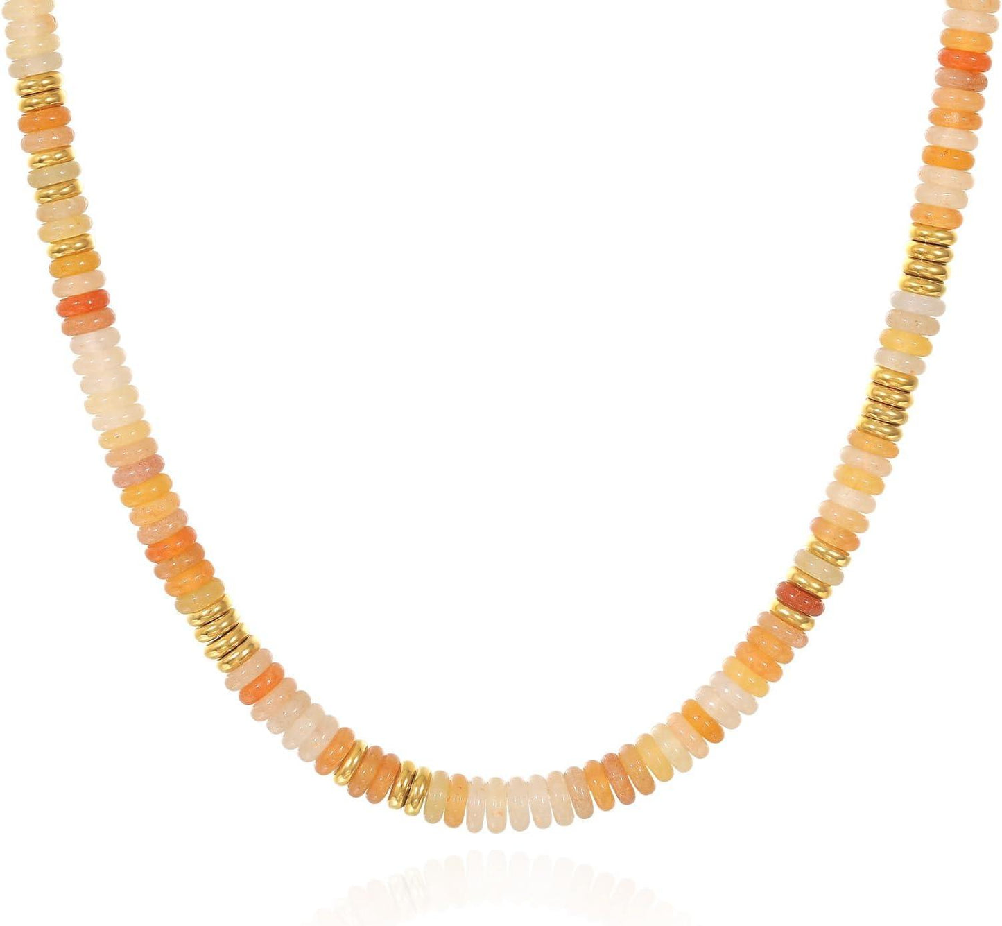 Beaded Choker Necklace for Women, Gemstone Choker Natural Stone Freshwater Pearl Surfer Necklaces 14K Gold Plated Summer Beach Handmade Jewelry