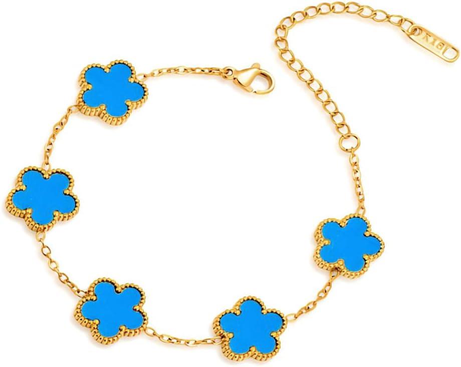 18K Gold-Plated Four Leaf Clover Bracelet for Women,Adjustable lucky Bracelet Set Jewelry Gift-Hypoallergenic Charm for Birthdays, Wellness & Daily Wear