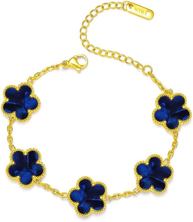 18K Gold-Plated Four Leaf Clover Bracelet for Women,Adjustable lucky Bracelet Set Jewelry Gift-Hypoallergenic Charm for Birthdays, Wellness & Daily Wear