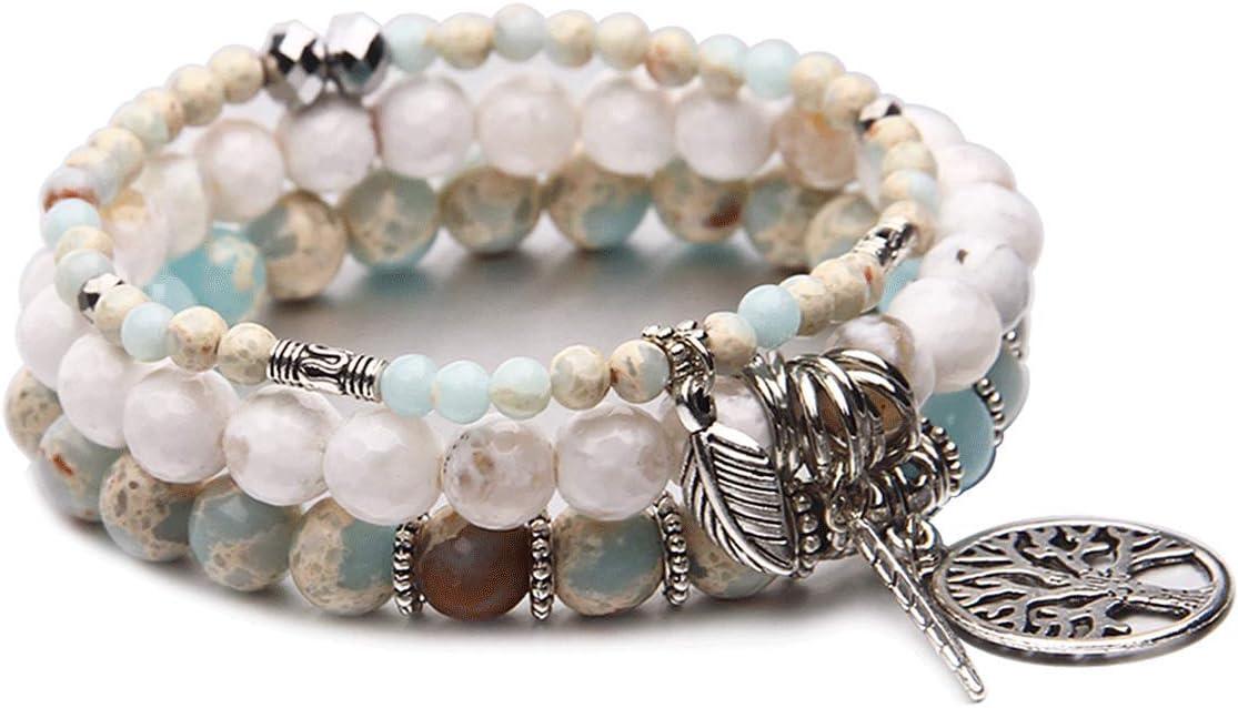 Beaded Bracelets for Women, Healing Stone Crystal Bracelets Tree of Life Bracelet Yoga Stretch Chakra Bracelet Set Jewelry Gifts