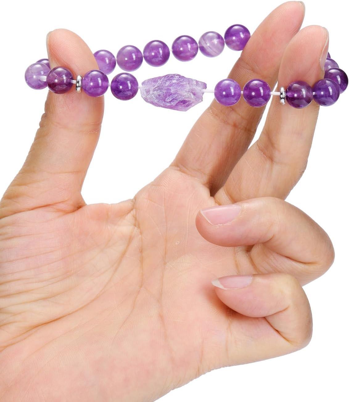 Amethyst Crystal Beaded Bracelet for Women,Natural Gem Semi Precious Reiki Healing Crystal Energy Quartz Bracelet,Handmade 8mm Round Stone Beads Stretch Bracelet