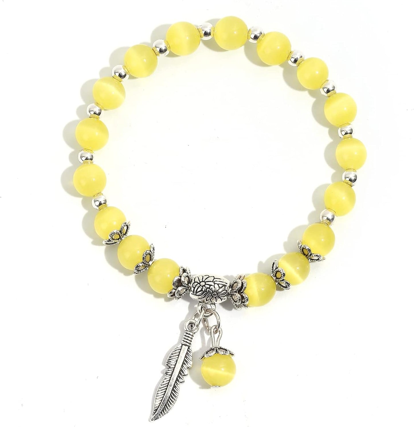 Natural Stretch Gemstone Bracelet Healing Stone Beaded Bracelets for Women Men Gifts (Unisex)