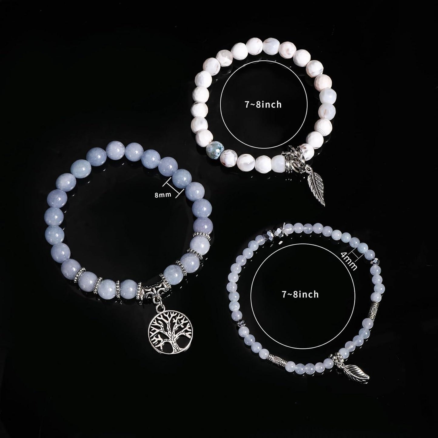 Beaded Bracelets for Women, Healing Stone Crystal Bracelets Tree of Life Bracelet Yoga Stretch Chakra Bracelet Set Jewelry Gifts
