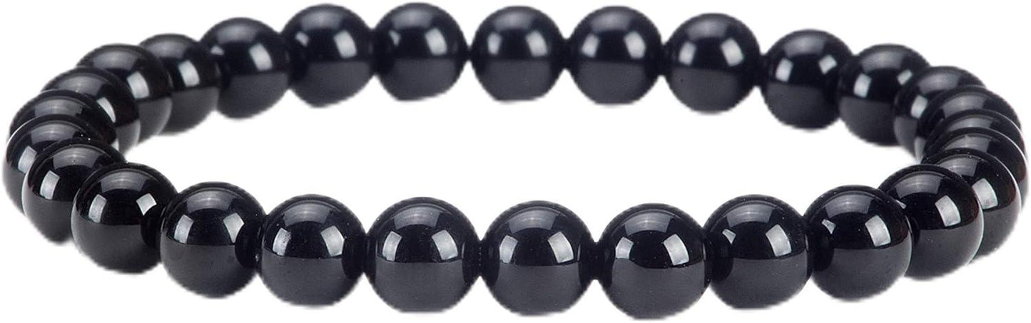 Small, Medium, Large Sizes - Gemstone Beaded Bracelets For Women and Men - 6mm Round Beads