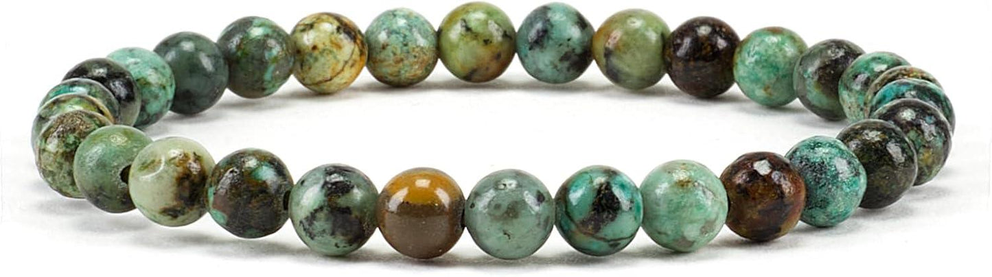 Small, Medium, Large Sizes - Gemstone Beaded Bracelets For Women and Men - 6mm Round Beads
