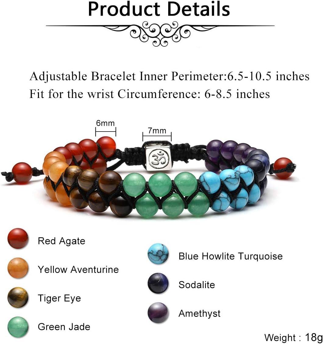 KDTONG Bead Chakra Bracelet 7 Chakras Healing Crystals Bracelet Yoga Stone Beads Bracelets Meditation Relax Anxiety Bangle for Womens Mens