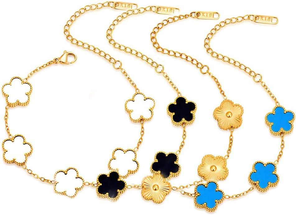 18K Gold-Plated Four Leaf Clover Bracelet for Women,Adjustable lucky Bracelet Set Jewelry Gift-Hypoallergenic Charm for Birthdays, Wellness & Daily Wear