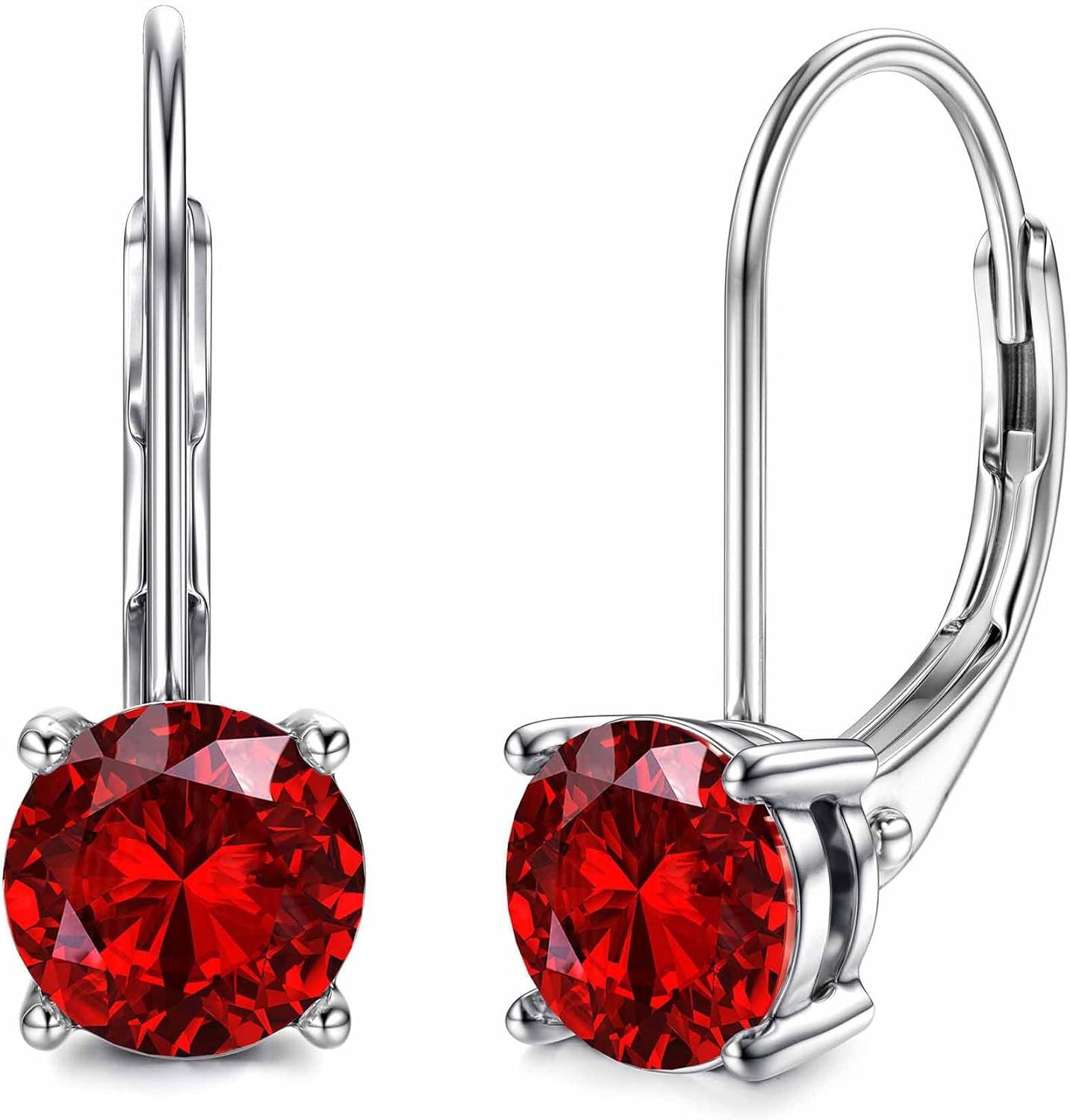 Moissanite Earrings,1.0ct-2.0ct D Color Brilliant Round Cut Lab Created Diamond Earrings 18K White Gold Plated Sterling Silver Dangle Earrings Moissanite Leverback Drop Earrings