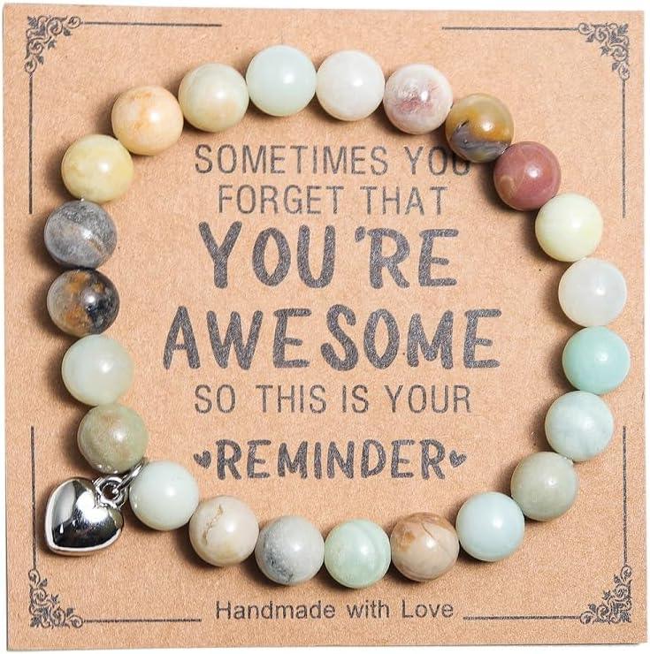 Inspirational Bracelets for Women Natural Stone Healing Relaxation Chakra Bracelet Gifts for Birthday Christmas Mothers day Valentines Thanksgiving Teacher Appreciation Gifts for Her Mom Best Friend Sister Men