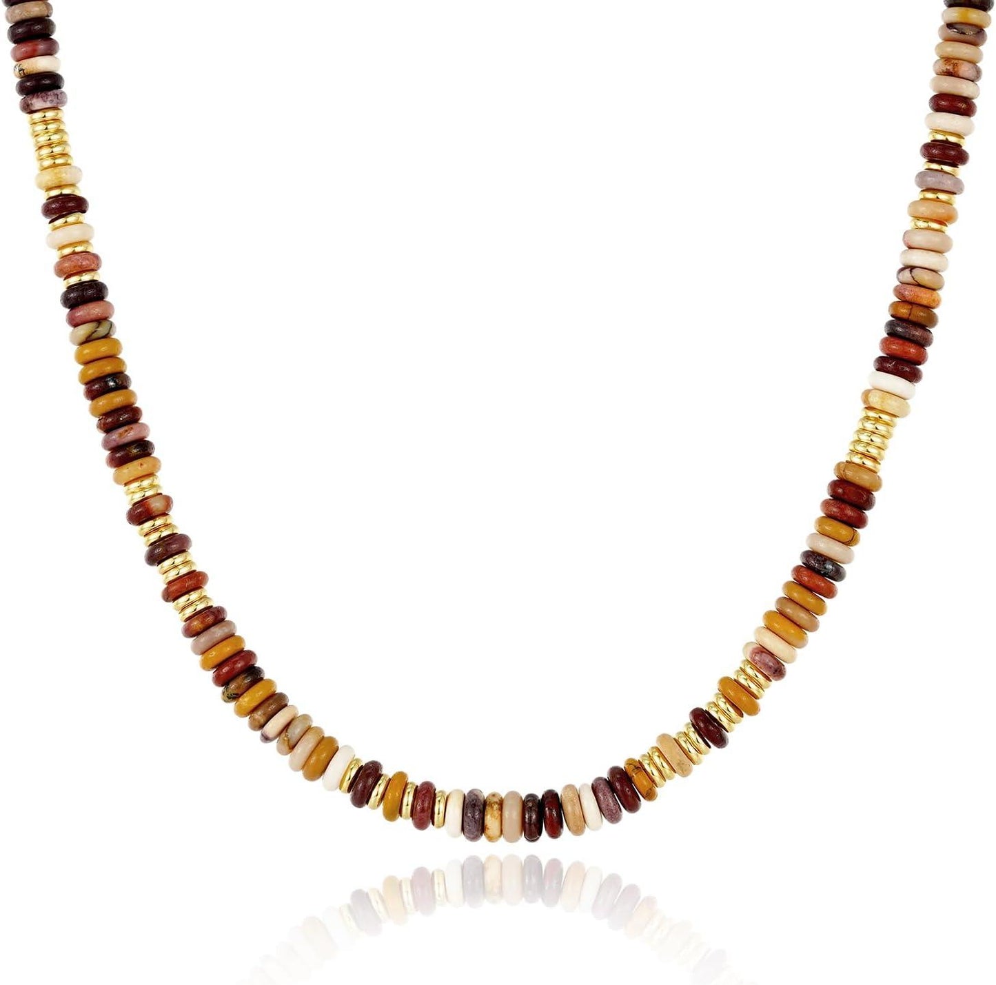 Beaded Choker Necklace for Women, Gemstone Choker Natural Stone Freshwater Pearl Surfer Necklaces 14K Gold Plated Summer Beach Handmade Jewelry