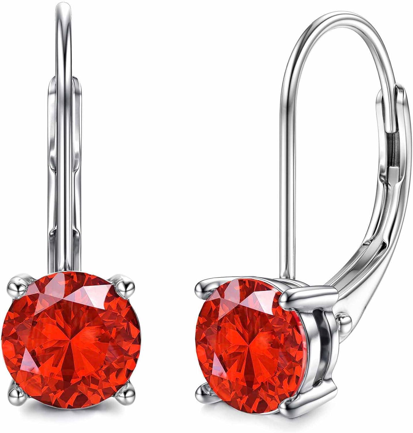 Moissanite Earrings,1.0ct-2.0ct D Color Brilliant Round Cut Lab Created Diamond Earrings 18K White Gold Plated Sterling Silver Dangle Earrings Moissanite Leverback Drop Earrings