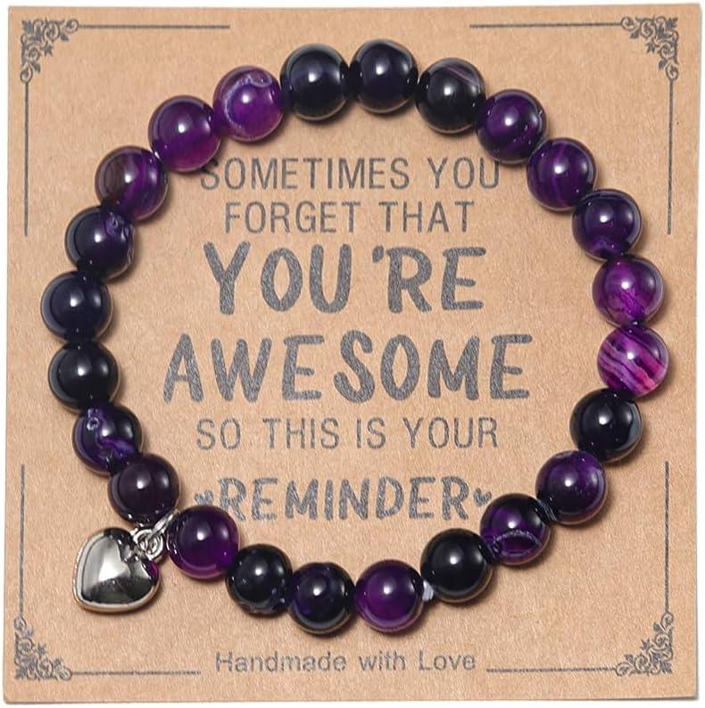 Inspirational Bracelets for Women Natural Stone Healing Relaxation Chakra Bracelet Gifts for Birthday Christmas Mothers day Valentines Thanksgiving Teacher Appreciation Gifts for Her Mom Best Friend Sister Men