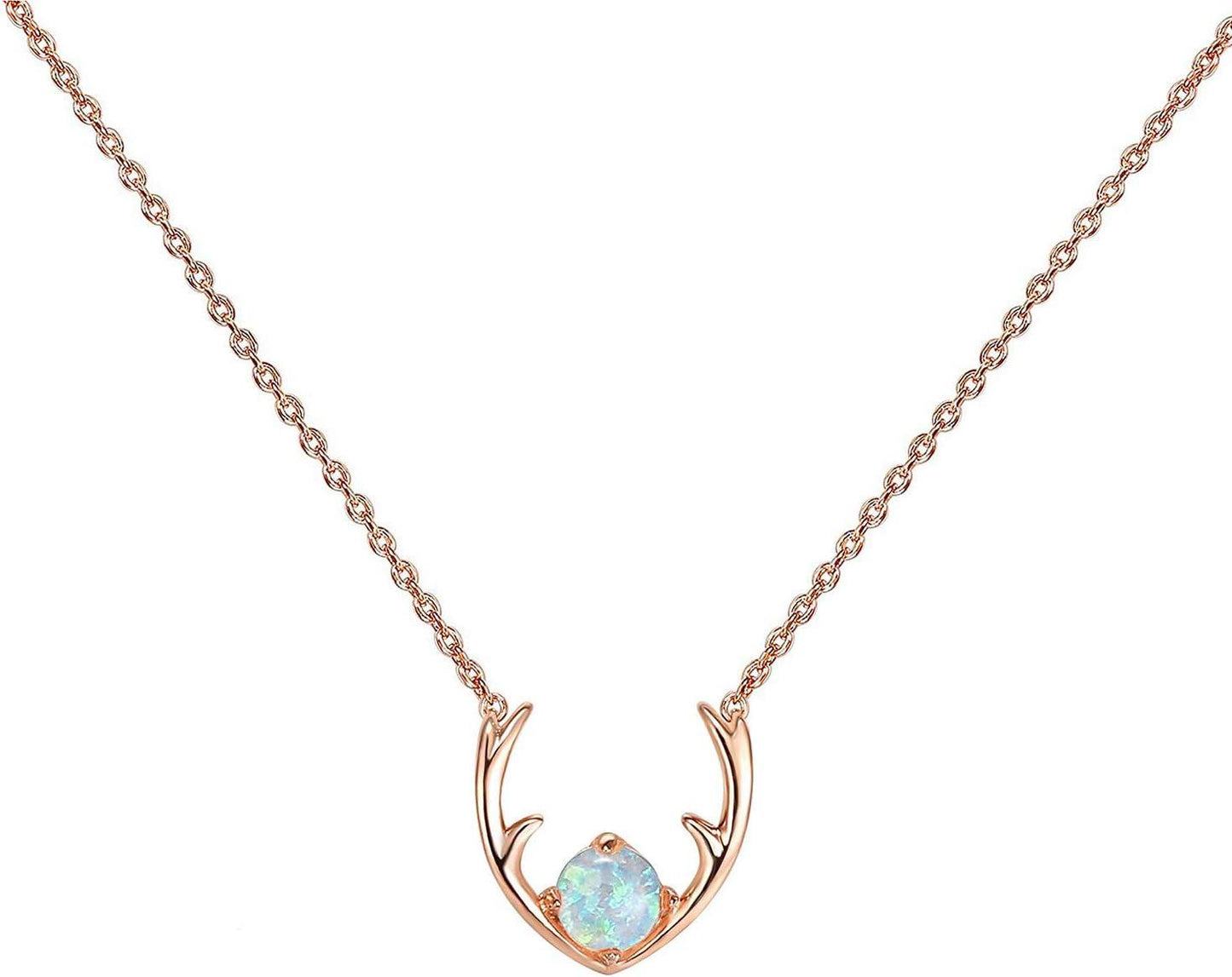 KDTONG 14K Gold Plated Opal Pendant Necklaces for Women | Created Opal Cubic Zirconia Dainty Necklace | Butterfly Round Triangle Antler Bar Pendants