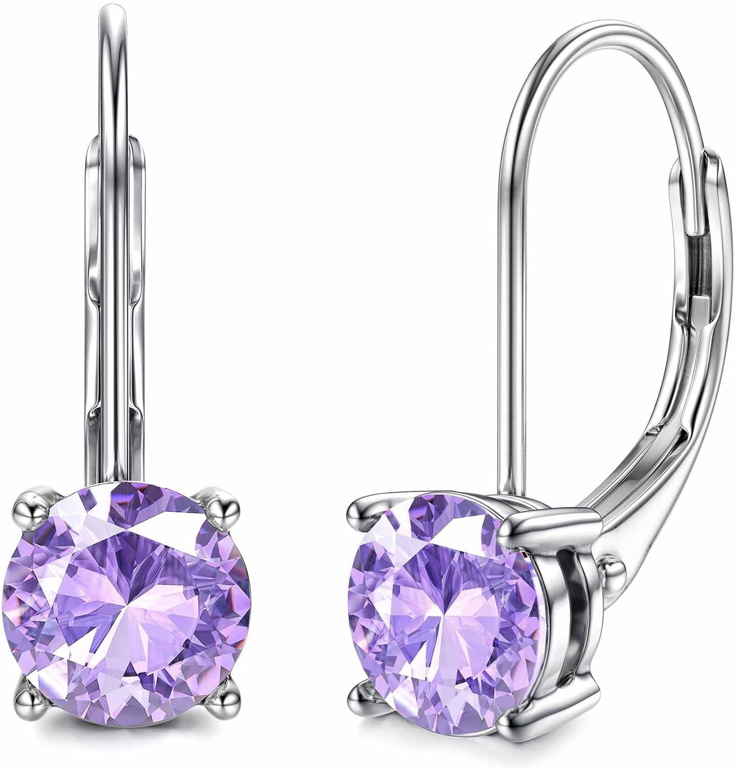 Moissanite Earrings,1.0ct-2.0ct D Color Brilliant Round Cut Lab Created Diamond Earrings 18K White Gold Plated Sterling Silver Dangle Earrings Moissanite Leverback Drop Earrings