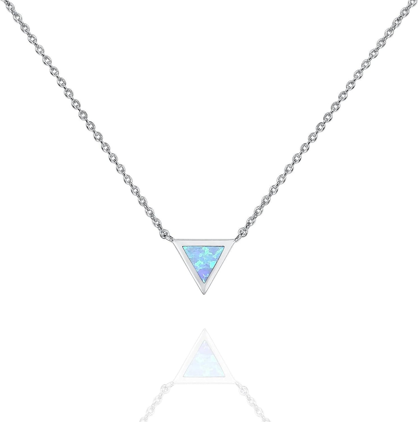 KDTONG 14K Gold Plated Opal Pendant Necklaces for Women | Created Opal Cubic Zirconia Dainty Necklace | Butterfly Round Triangle Antler Bar Pendants