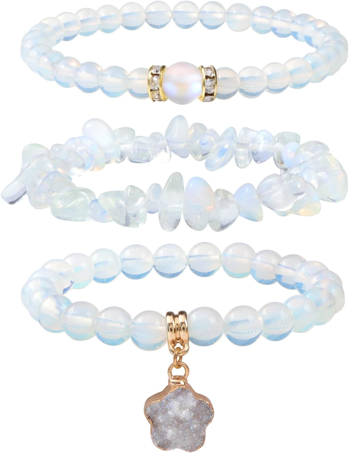 Healing Crystal Beaded Bracelets for Women,Natural Amethyst Gemstones Bracelet,Anxiety Stress Relief Heart Charm Bracelet Handmade purple Jewelry Gifts for Women