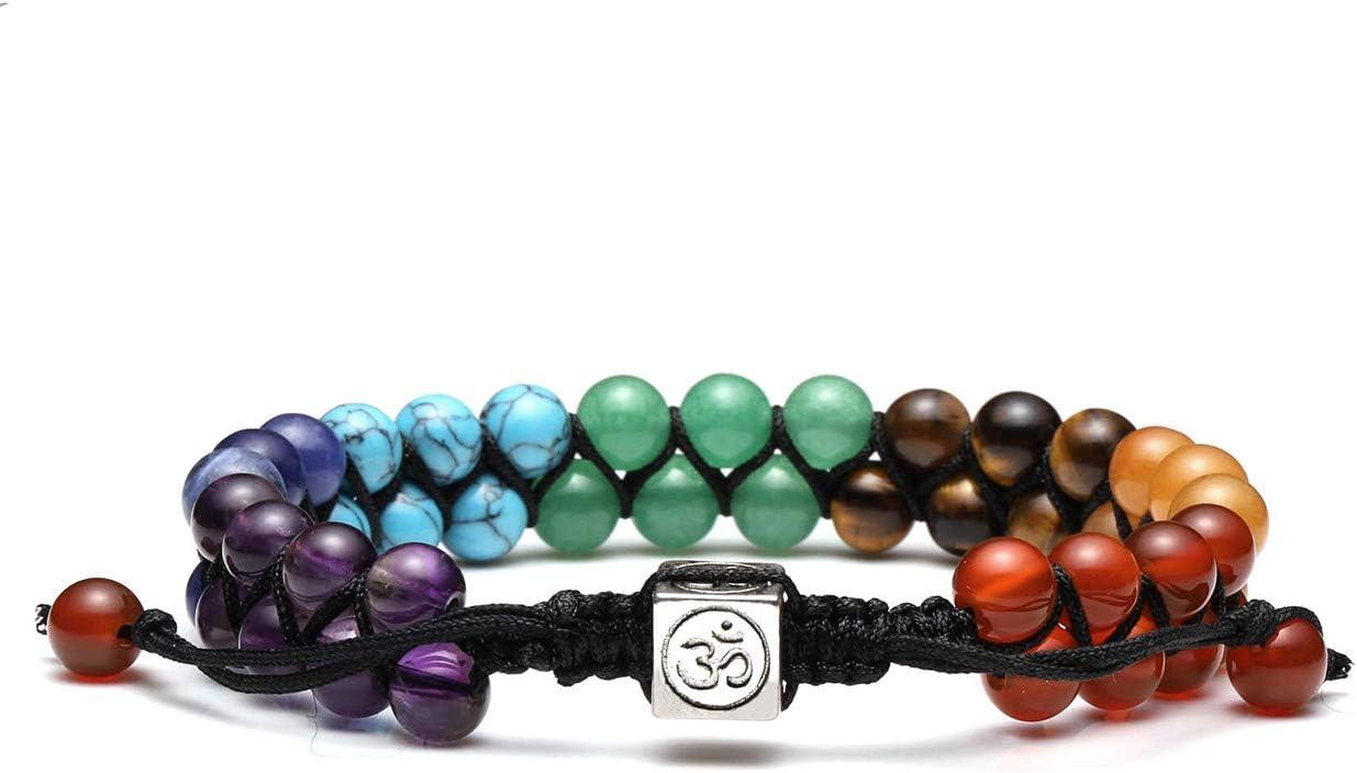 KDTONG Bead Chakra Bracelet 7 Chakras Healing Crystals Bracelet Yoga Stone Beads Bracelets Meditation Relax Anxiety Bangle for Womens Mens