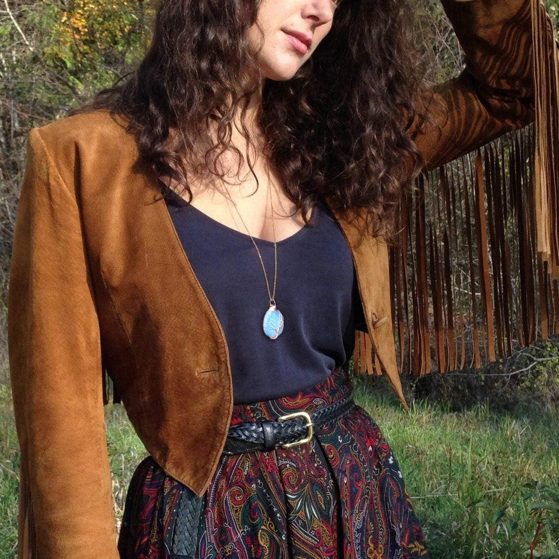 7 Chakra Gemstone Healing Crystals Necklace - Copper Wire Wrapped Natural Unisex Hippie Leather Choker