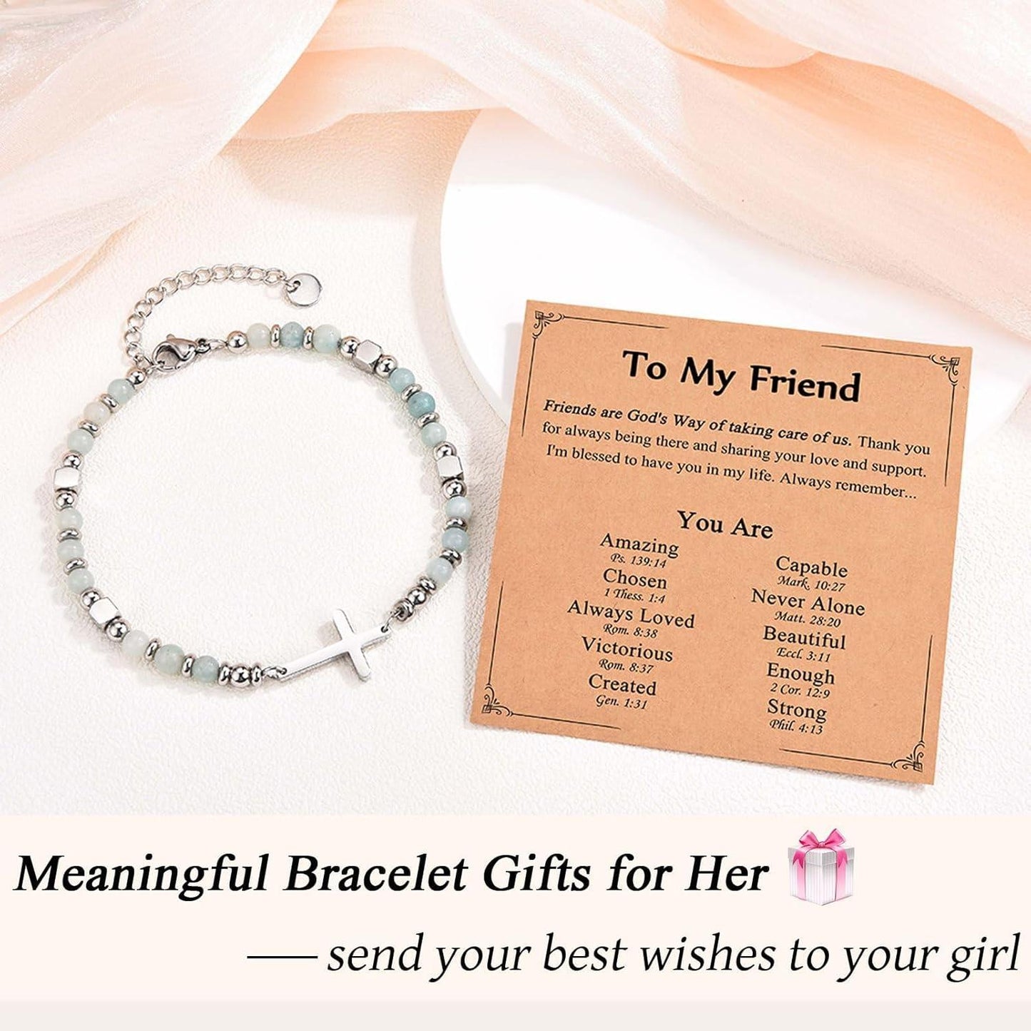 Religious Cross Bracelet for Women Girls, Christian Gifts for Daughter Granddaughter Sister in Christ Friend Niece on Birthday Christmas Easter Valentines Day Graduation