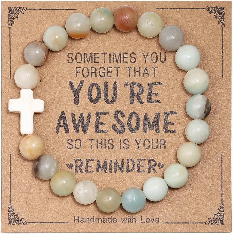 Inspirational Bracelets for Women Natural Stone Healing Relaxation Chakra Bracelet Gifts for Birthday Christmas Mothers day Valentines Thanksgiving Teacher Appreciation Gifts for Her Mom Best Friend Sister Men