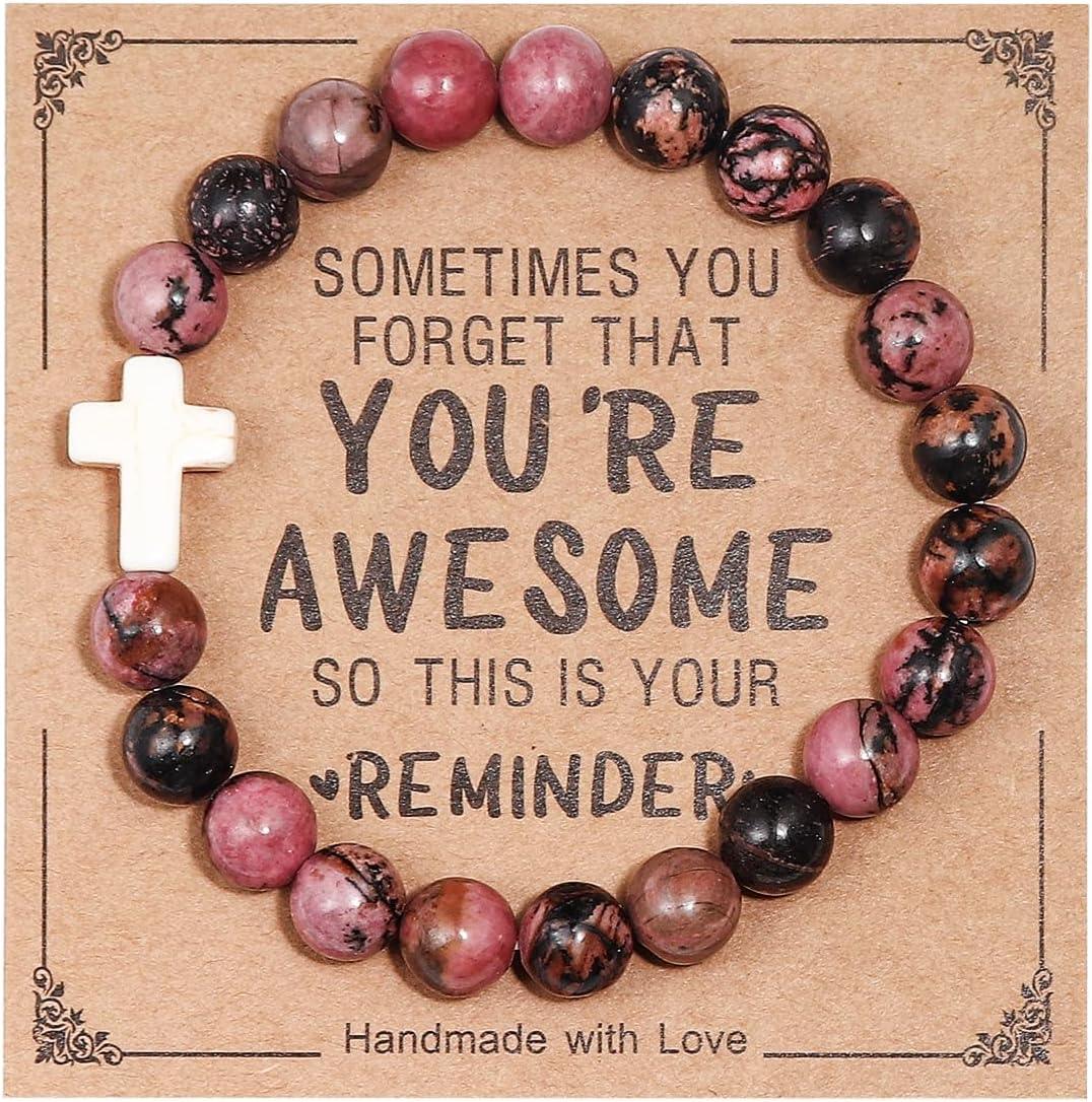 Inspirational Bracelets for Women Natural Stone Healing Relaxation Chakra Bracelet Gifts for Birthday Christmas Mothers day Valentines Thanksgiving Teacher Appreciation Gifts for Her Mom Best Friend Sister Men