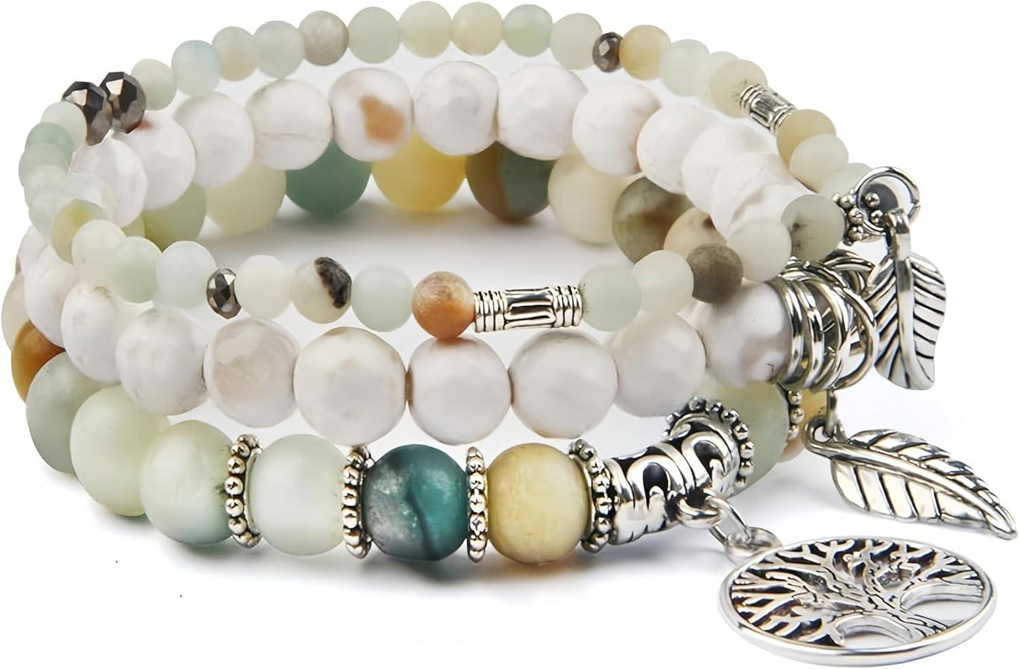 Beaded Bracelets for Women, Healing Stone Crystal Bracelets Tree of Life Bracelet Yoga Stretch Chakra Bracelet Set Jewelry Gifts