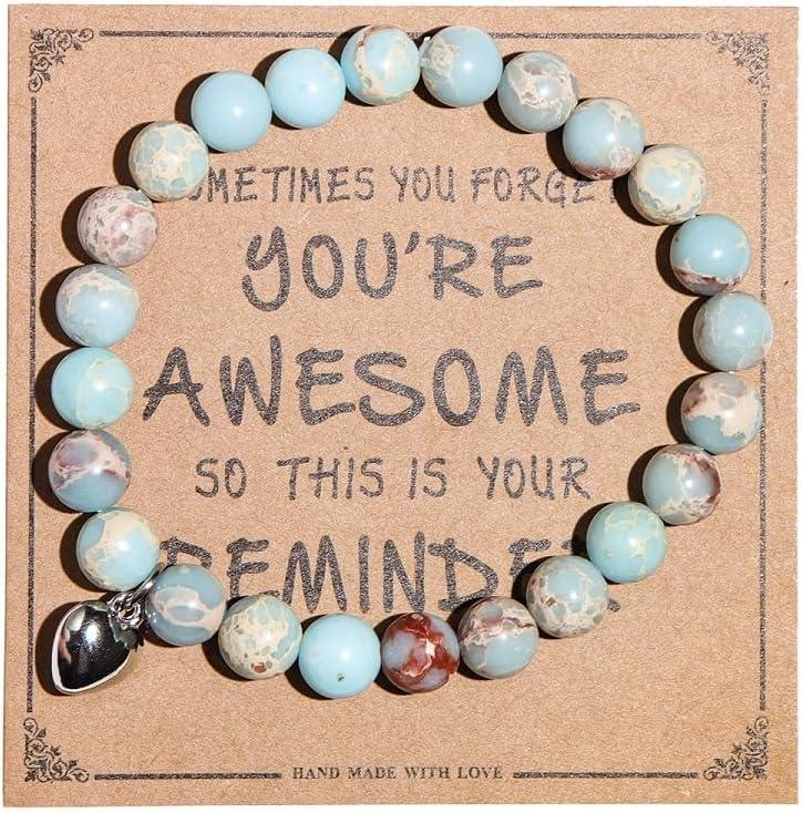 Inspirational Bracelets for Women Natural Stone Healing Relaxation Chakra Bracelet Gifts for Birthday Christmas Mothers day Valentines Thanksgiving Teacher Appreciation Gifts for Her Mom Best Friend Sister Men