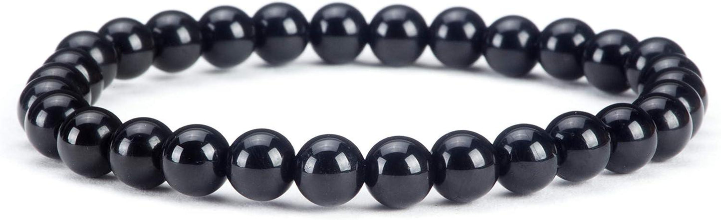 Small, Medium, Large Sizes - Gemstone Beaded Bracelets For Women and Men - 6mm Round Beads
