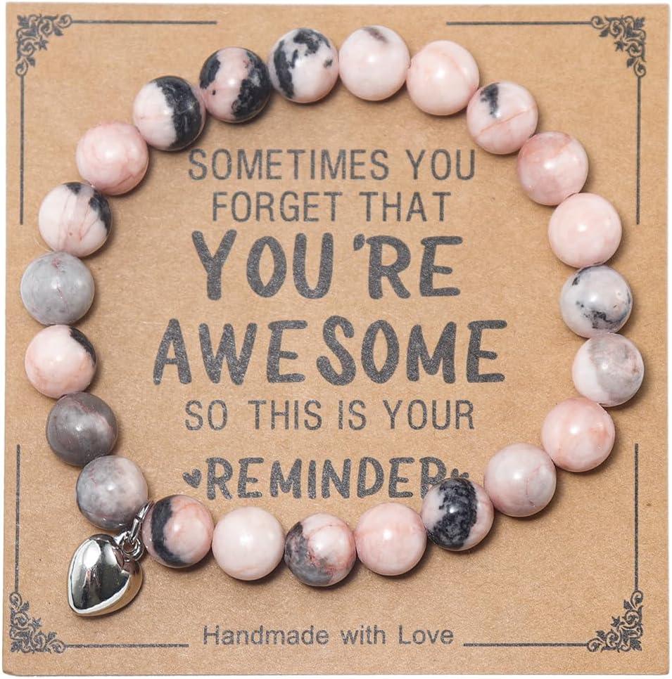 Inspirational Bracelets for Women Natural Stone Healing Relaxation Chakra Bracelet Gifts for Birthday Christmas Mothers day Valentines Thanksgiving Teacher Appreciation Gifts for Her Mom Best Friend Sister Men