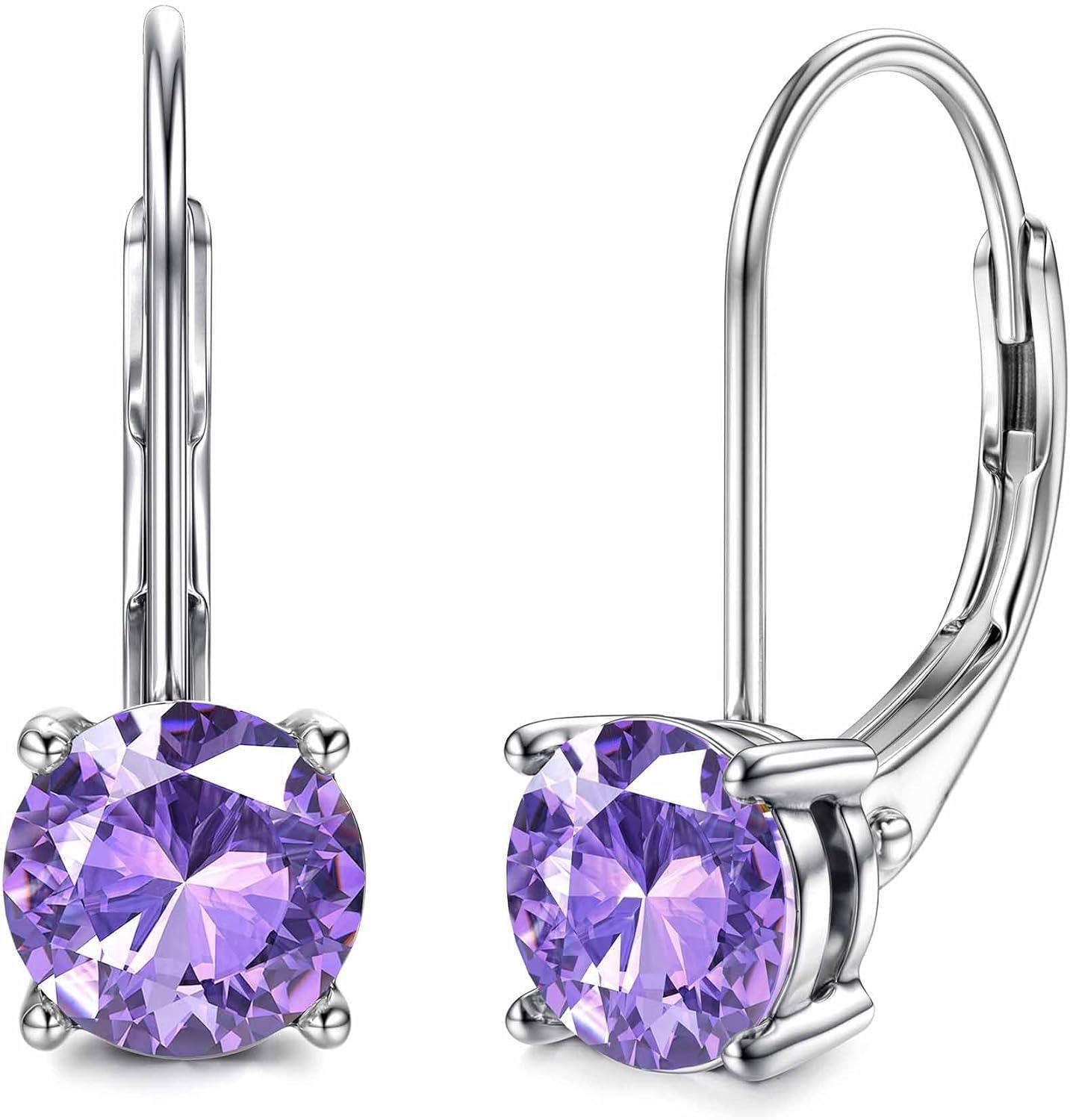 Moissanite Earrings,1.0ct-2.0ct D Color Brilliant Round Cut Lab Created Diamond Earrings 18K White Gold Plated Sterling Silver Dangle Earrings Moissanite Leverback Drop Earrings