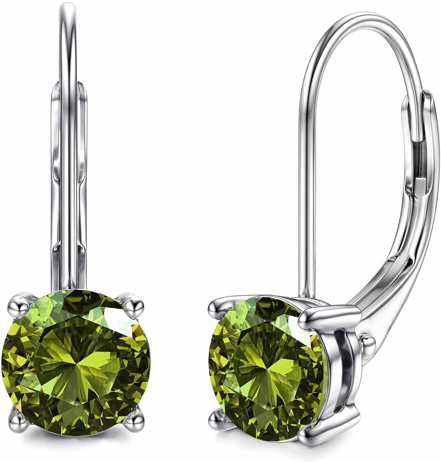 Moissanite Earrings,1.0ct-2.0ct D Color Brilliant Round Cut Lab Created Diamond Earrings 18K White Gold Plated Sterling Silver Dangle Earrings Moissanite Leverback Drop Earrings