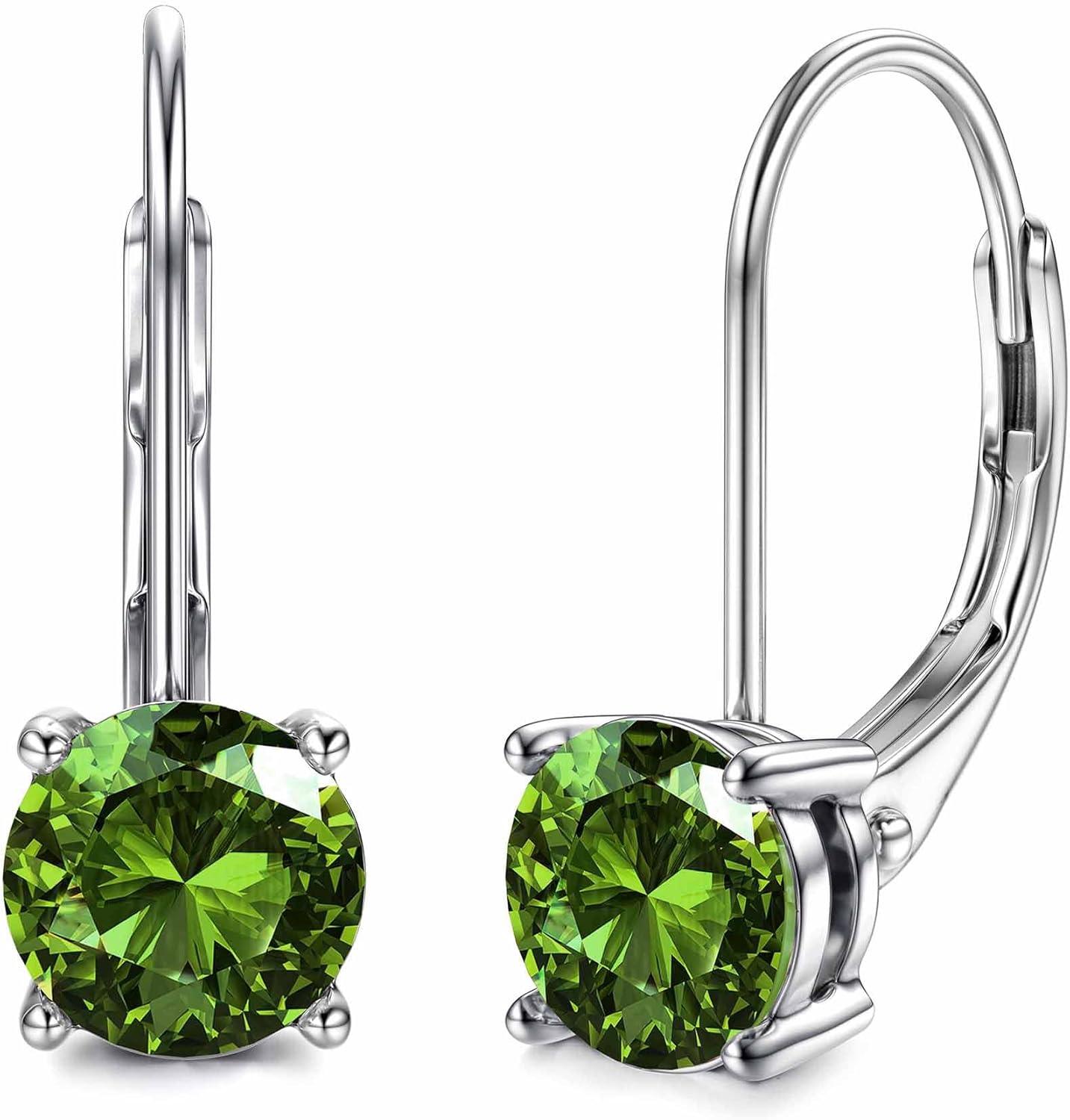 Moissanite Earrings,1.0ct-2.0ct D Color Brilliant Round Cut Lab Created Diamond Earrings 18K White Gold Plated Sterling Silver Dangle Earrings Moissanite Leverback Drop Earrings