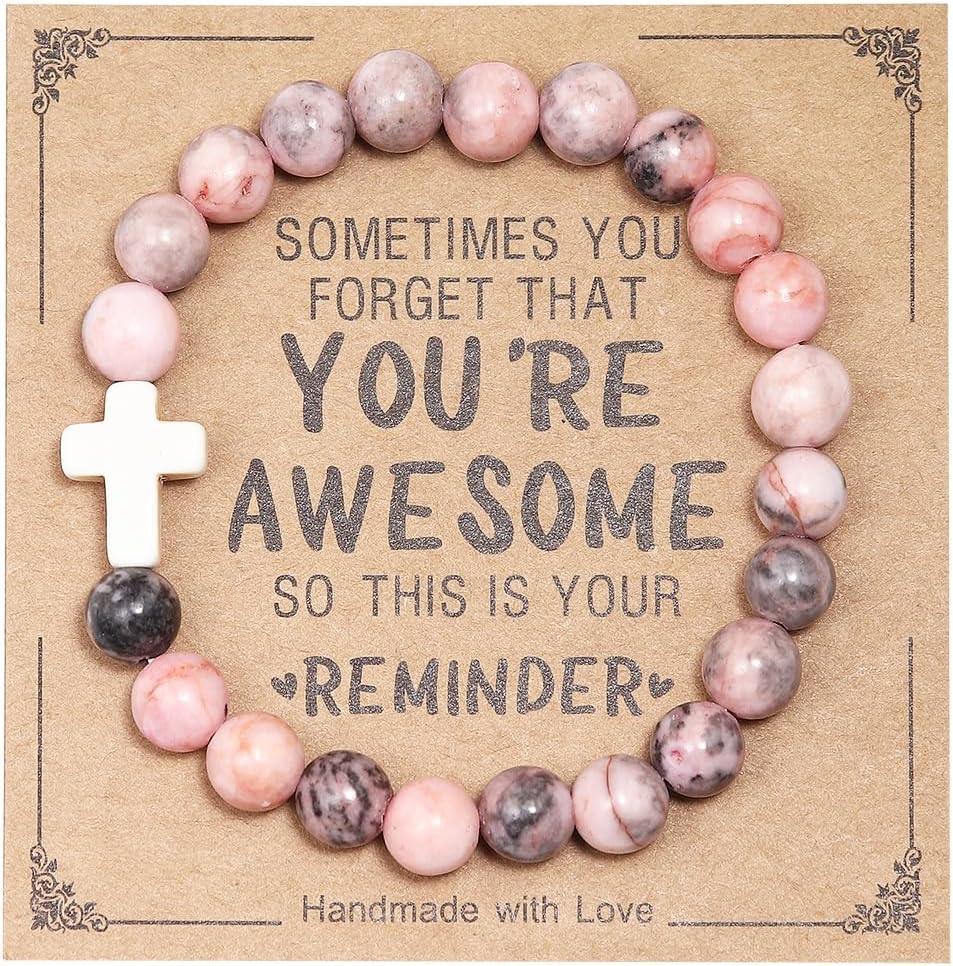Inspirational Bracelets for Women Natural Stone Healing Relaxation Chakra Bracelet Gifts for Birthday Christmas Mothers day Valentines Thanksgiving Teacher Appreciation Gifts for Her Mom Best Friend Sister Men