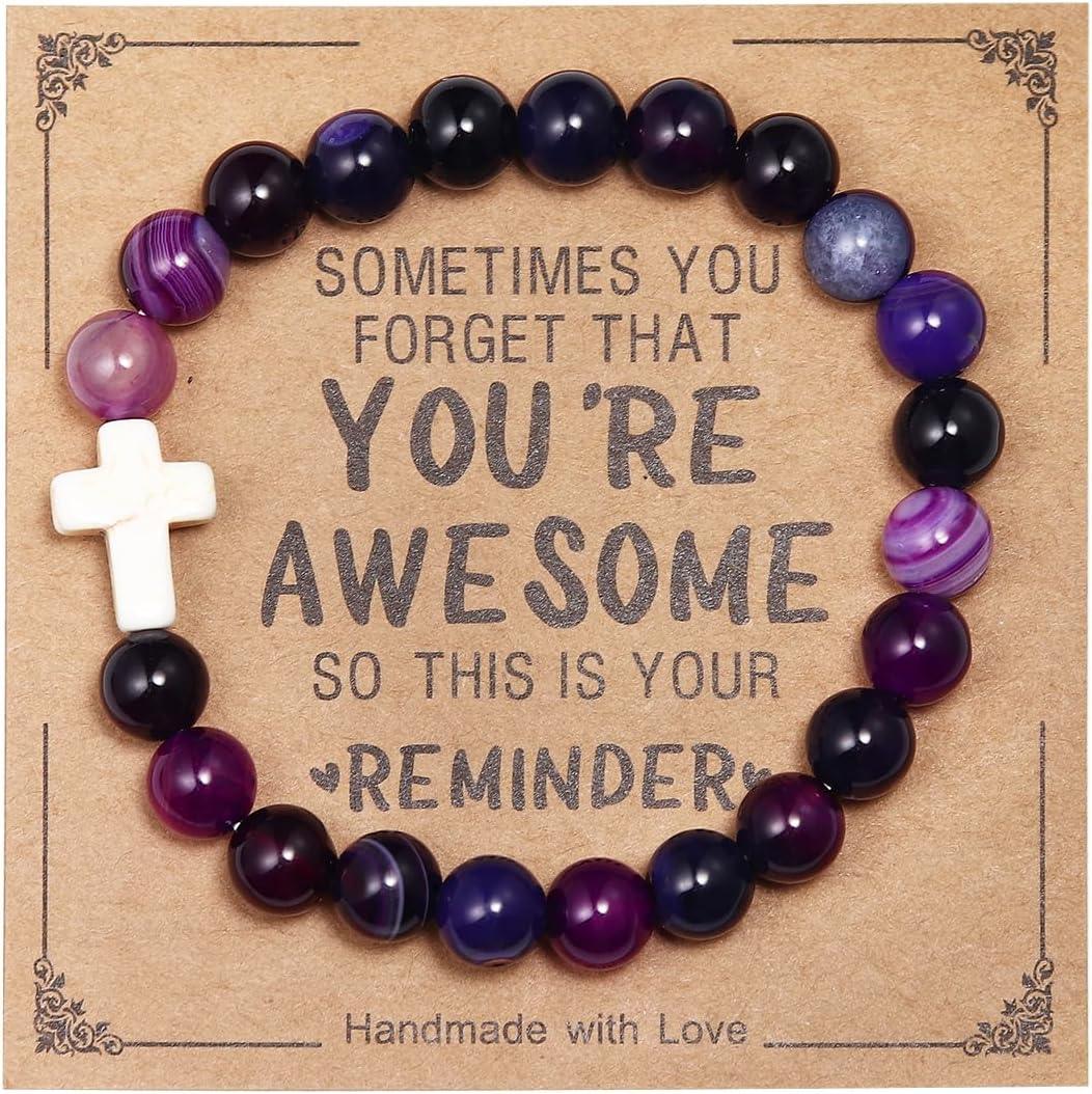 Inspirational Bracelets for Women Natural Stone Healing Relaxation Chakra Bracelet Gifts for Birthday Christmas Mothers day Valentines Thanksgiving Teacher Appreciation Gifts for Her Mom Best Friend Sister Men