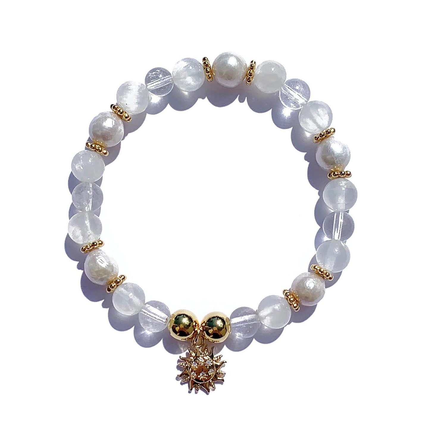 Clear Quartz Crystal Bracelet, Chakra Healing Energy Balancing, Simple Natural White Stone, Handmade Jewelry Gift for Women, 6.5-7” wrist (Burst - Clear Crystal)