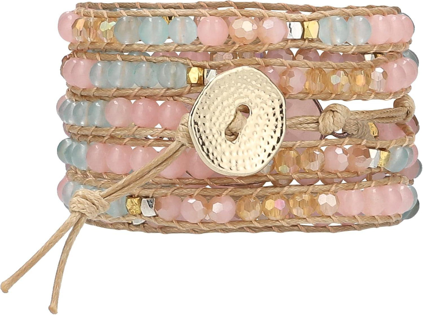 Bracelet for Women – Handmade Vegan Boho Natural Stone Layered Bracelet, Thailand Bohemian Stackable Beaded Wrap Bracelets, Summer Hippie Bracelet Stack, Fashion Jewelry Gifts